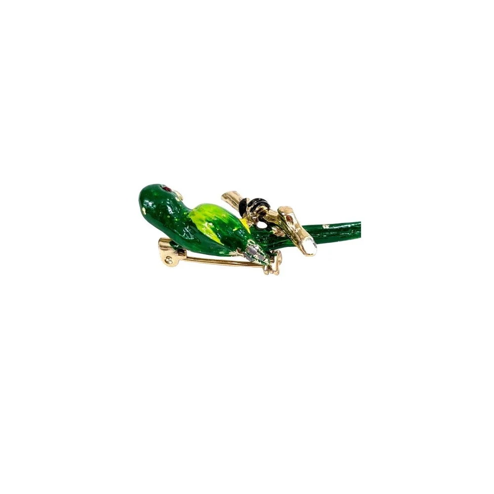 Vintage Enameled Parrot‎ Bird Brooch Pin Costume Jewelry Fashion Jungle Taiwan